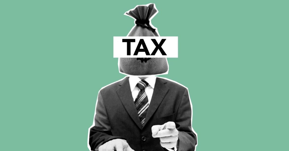Concept illustration of man with money bag instead of head in suit representing financial concept on green background